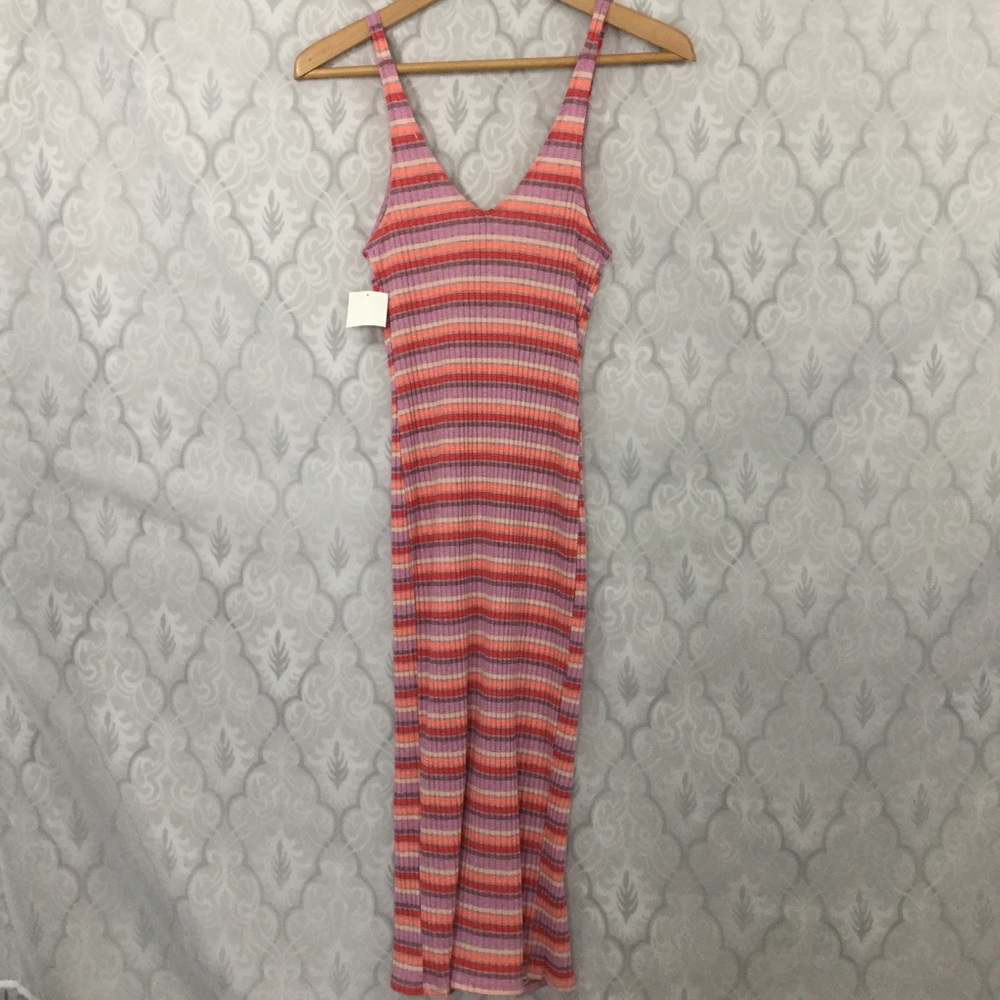 Vanity Room Ribbed Stripe Bodycon Midi Dress - Picture 5 of 6